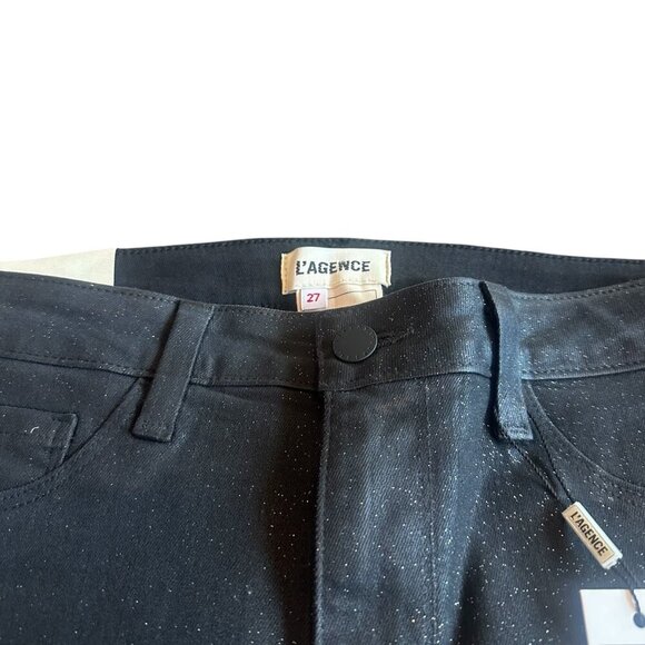 L'Agence Marguerite Black Coated Skinny Jeans Pants Glitter Sparkle Size 27 NWT - Picture 3 of 12